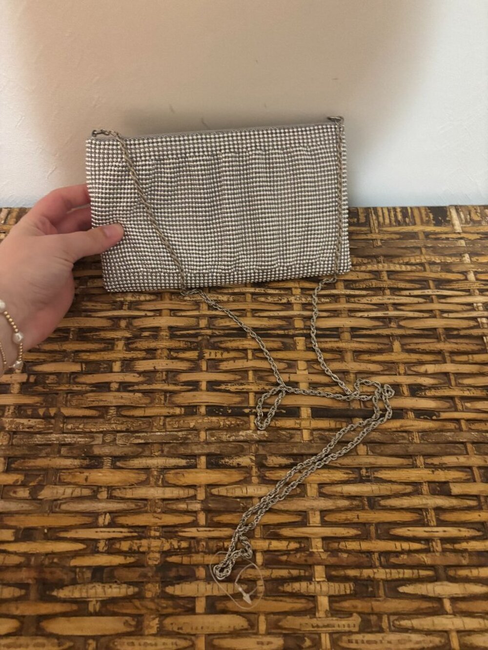 Silver Beaded Evening Purse